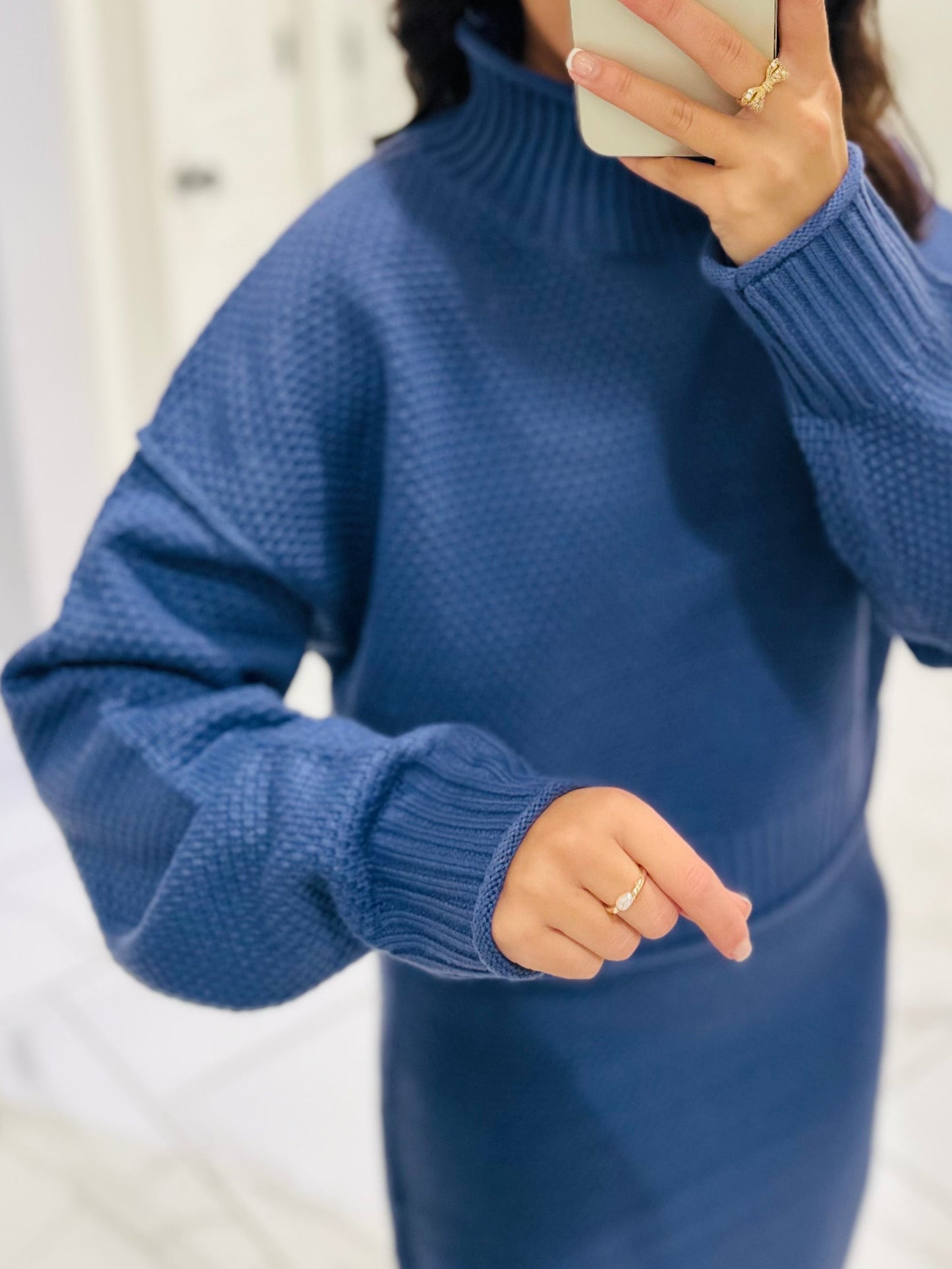 The Denver Dusty Blue Sweater & Skirt Set