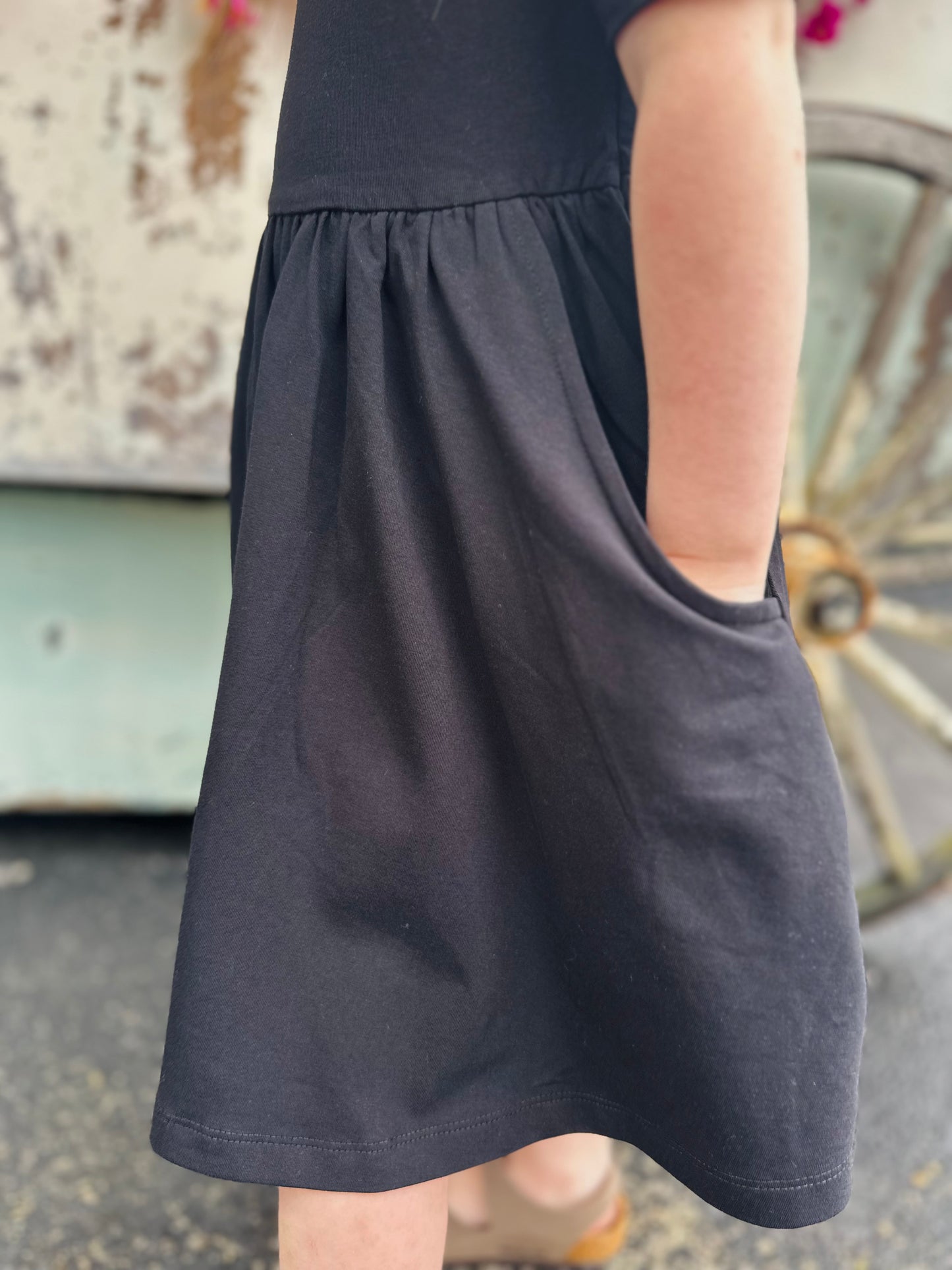 The Girls Black Bow Dress