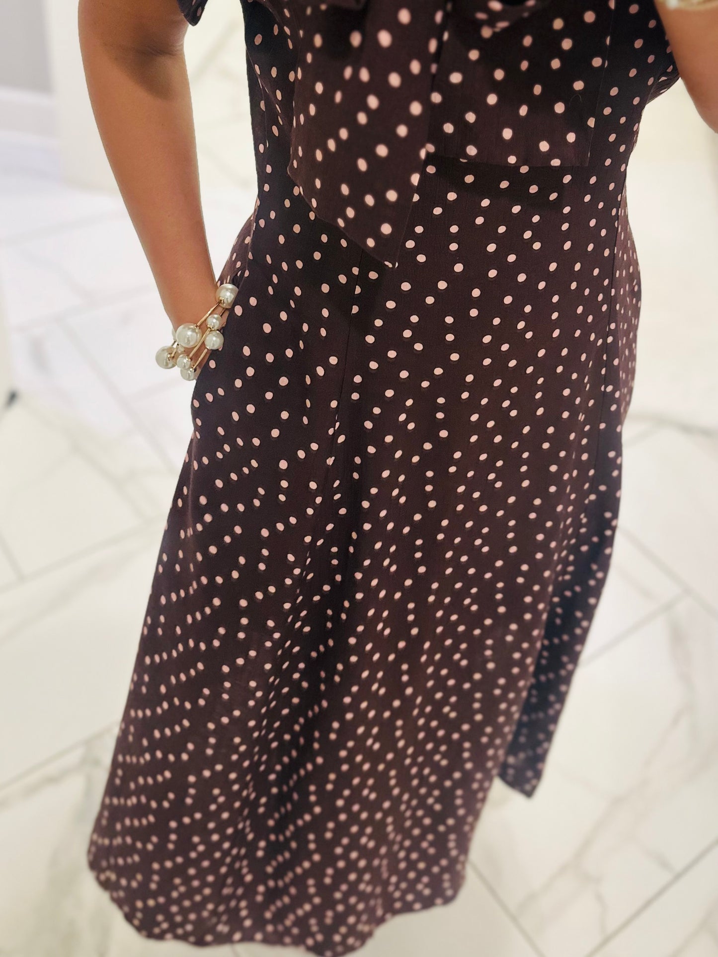 The Margo Burgundy Polka Dot Midi Dress