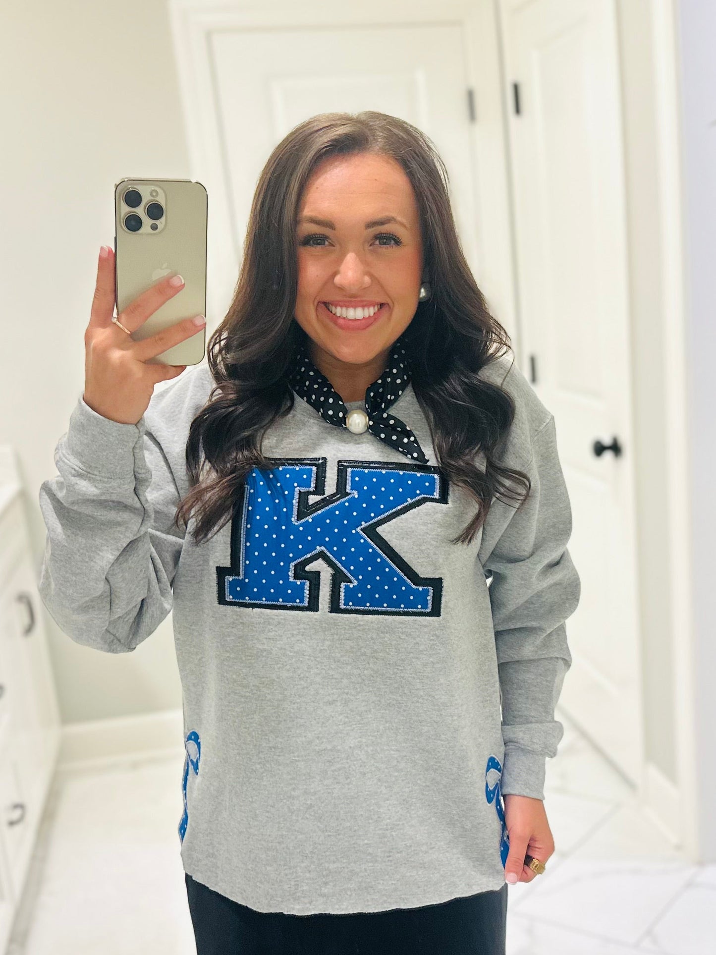 The Kentucky Polka Dot Embroidered Bow Side Sweatshirt