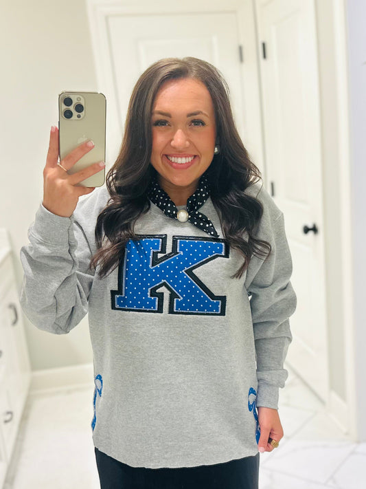 The Kentucky Polka Dot Embroidered Bow Side Sweatshirt