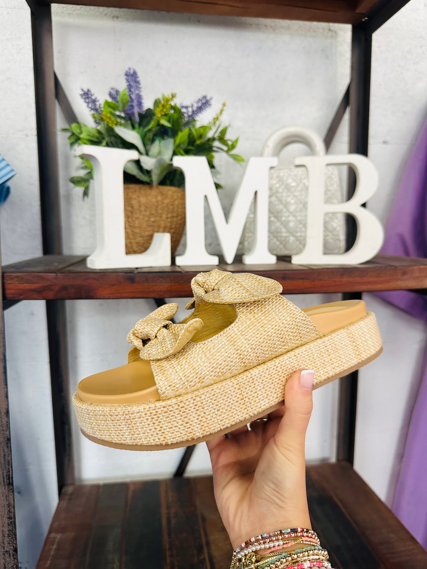 The Kiki Raffia Bow Platform Sandal