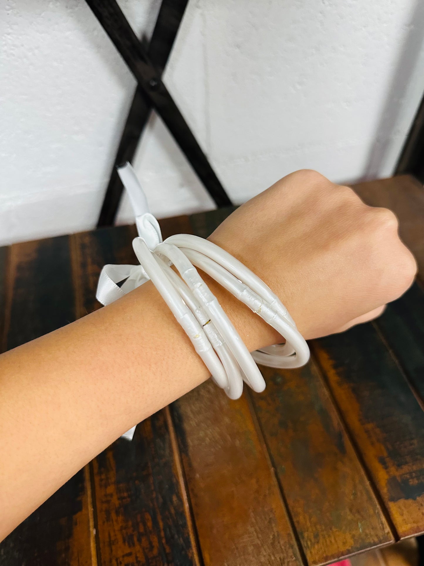 White Jelly Bangle Set