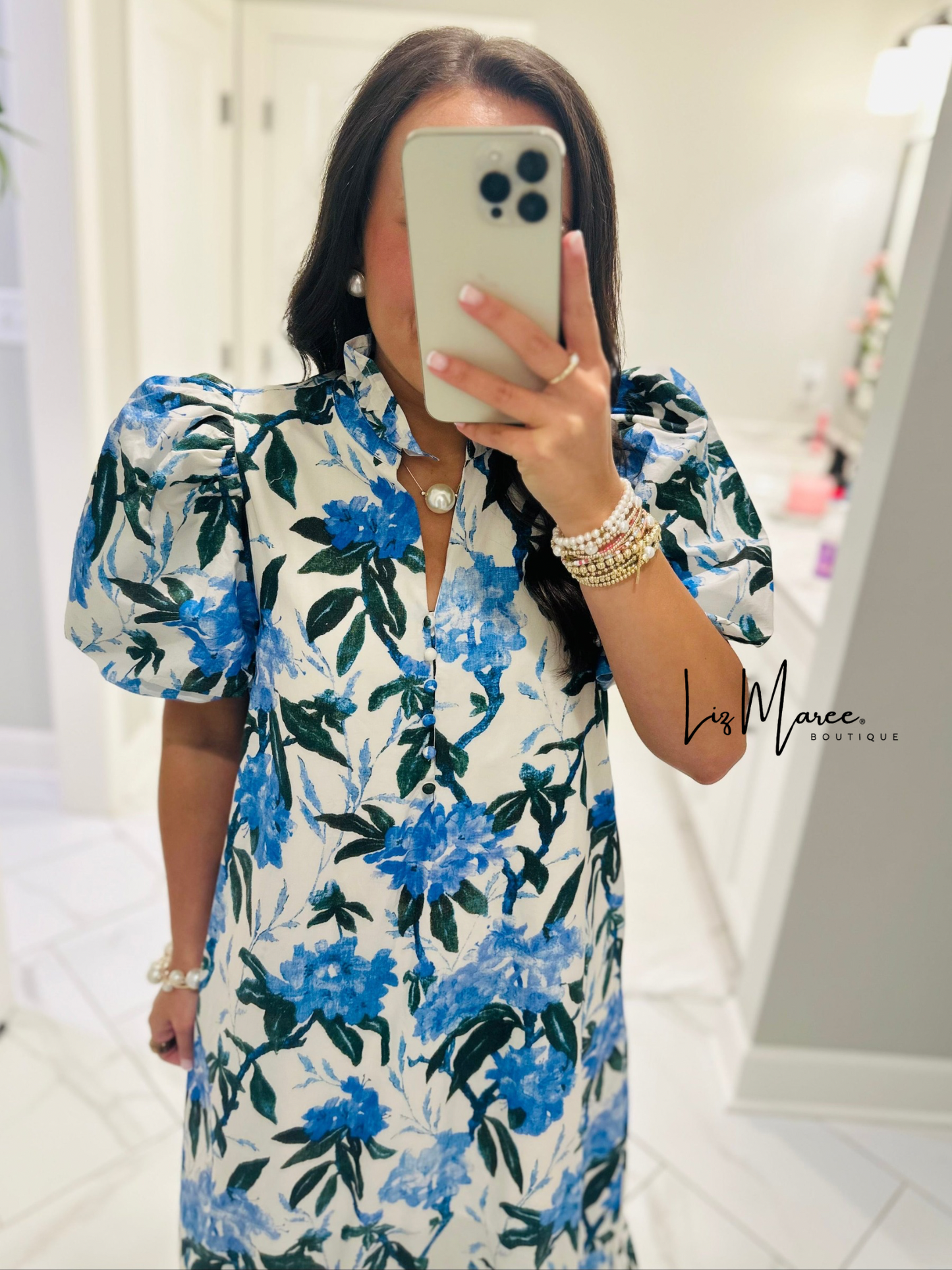 The Jane Blue Floral Midi Dress