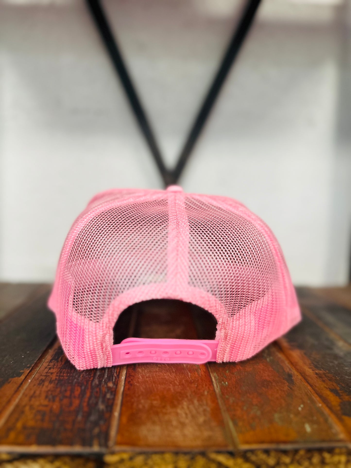 Light Pink Feather + Turquoise Stone Trucker Hat