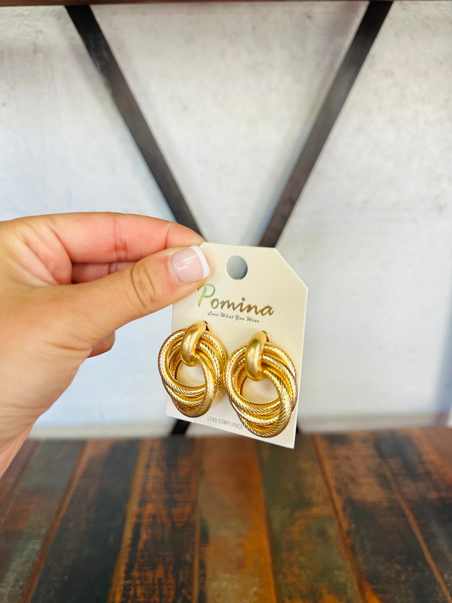 Gold Twist Double Hoop Earring