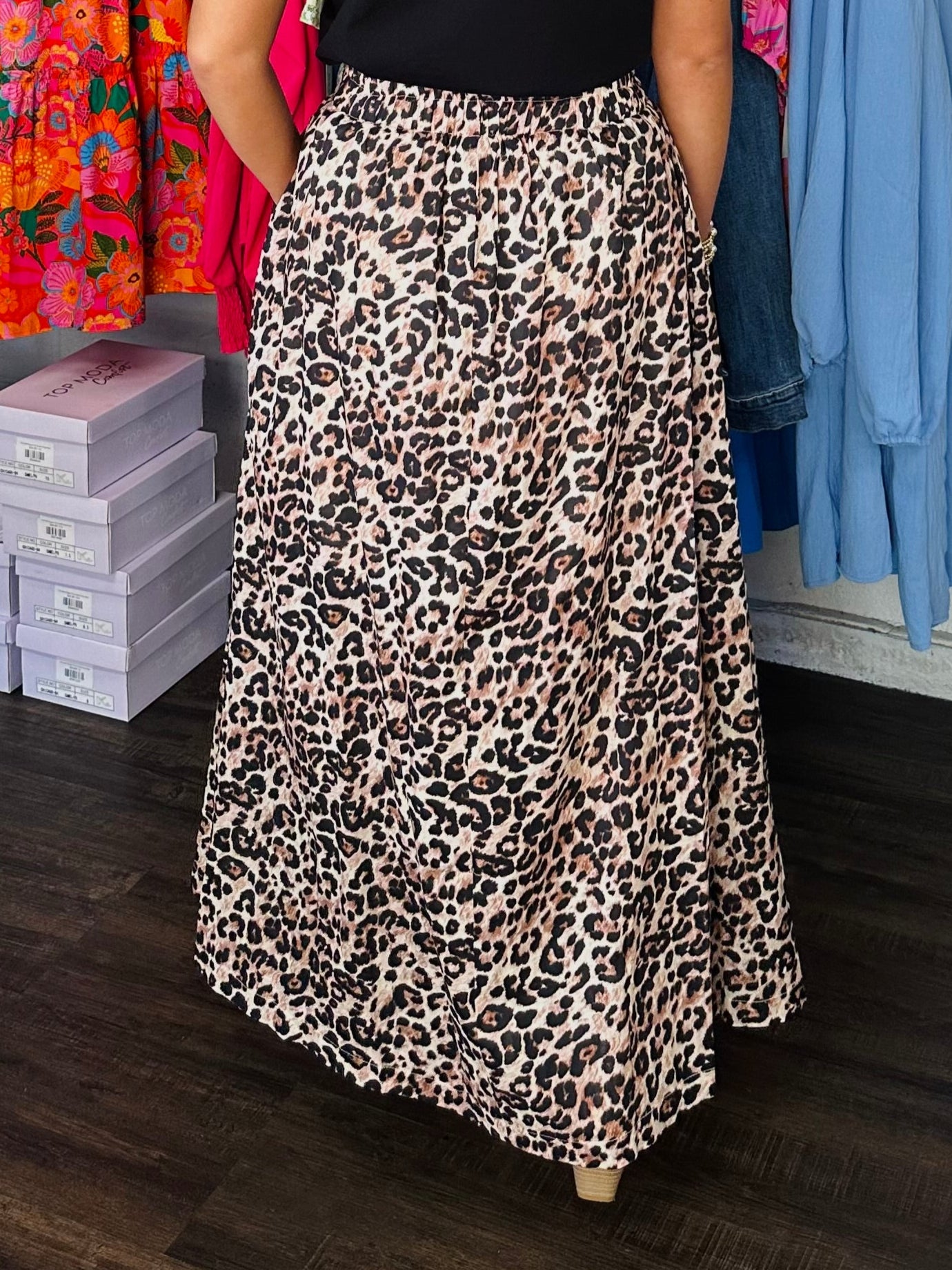 The Amber Leopard Print Midi Skirt