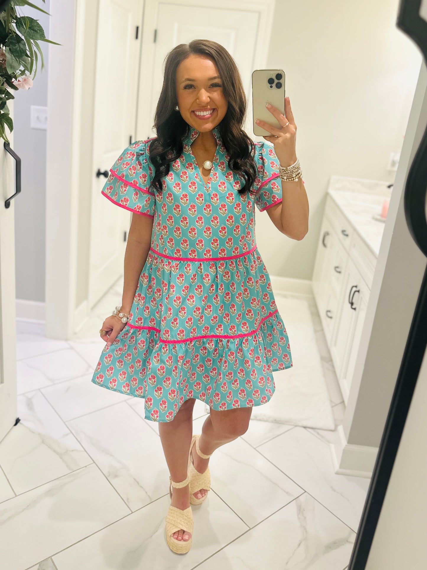 The Valerie Green + Pink Floral Dress