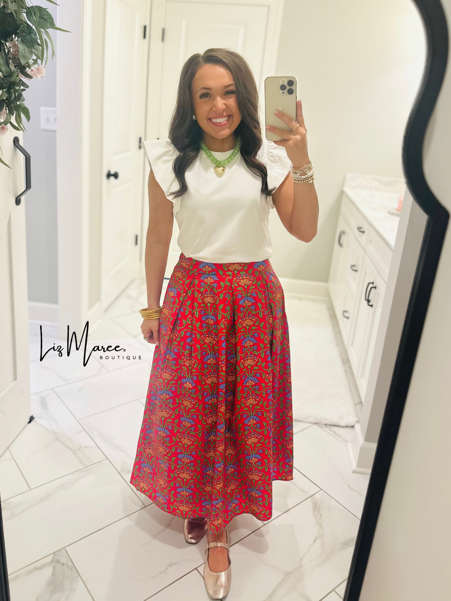 The Hailey Multi Floral Pleated Midi Skirt