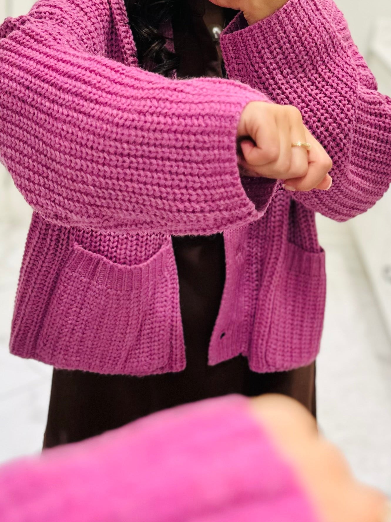 The Brooke Orchid Ribbed Oversized Cardigan