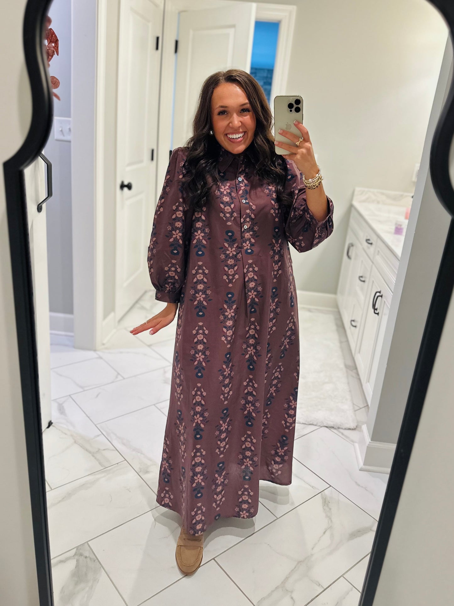 The Nina Brown Floral Maxi Dress