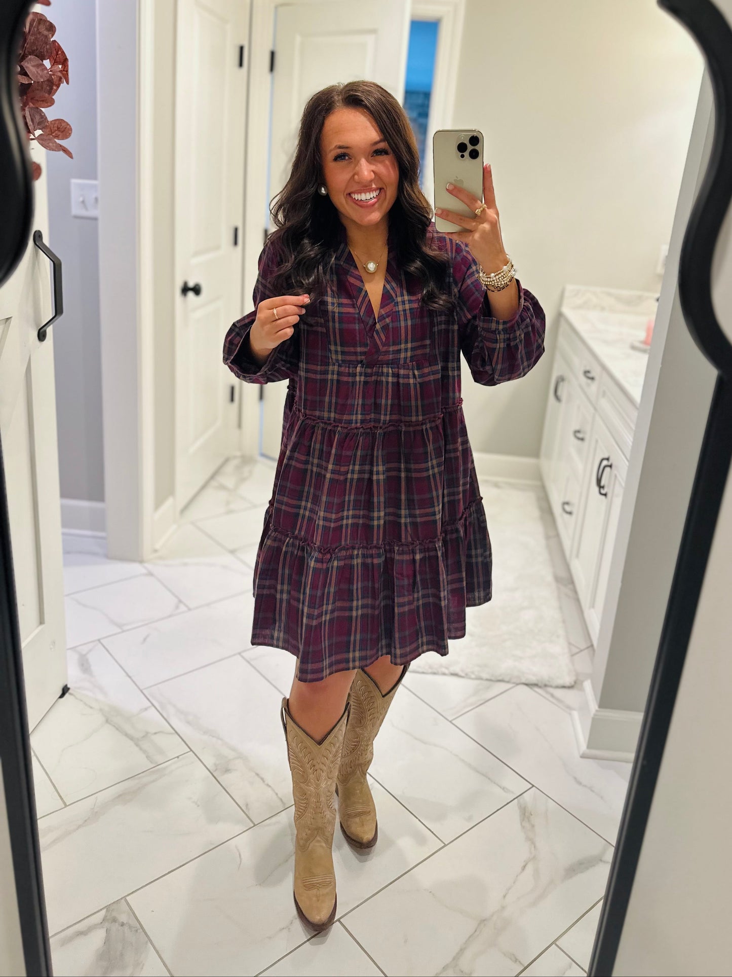 The Eden Plum Purple Plaid Dress