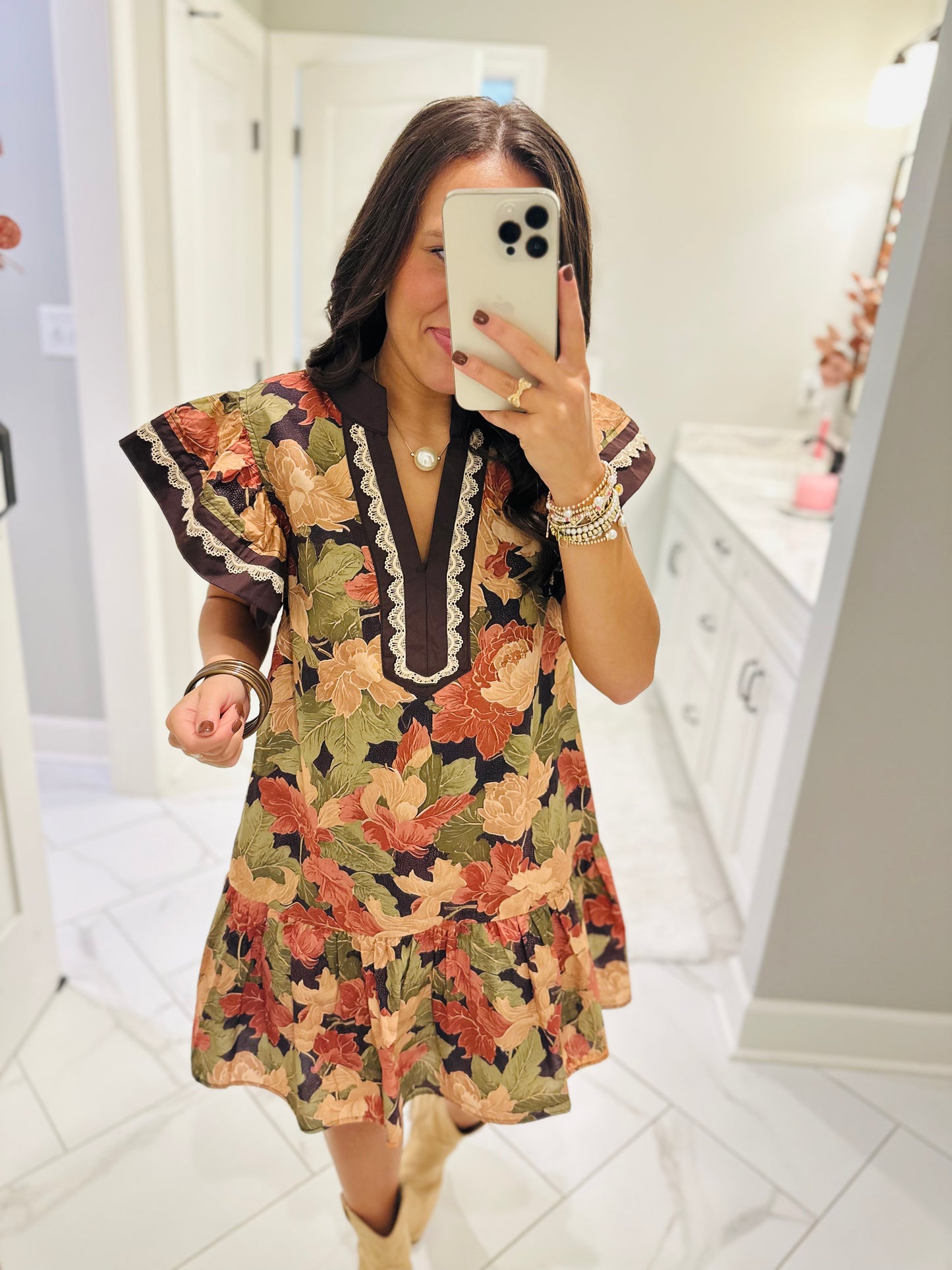 The Sutton Brown Floral Dress