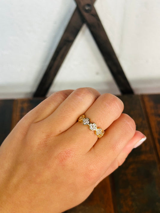 Gold Pave + Crystal Linked Ring