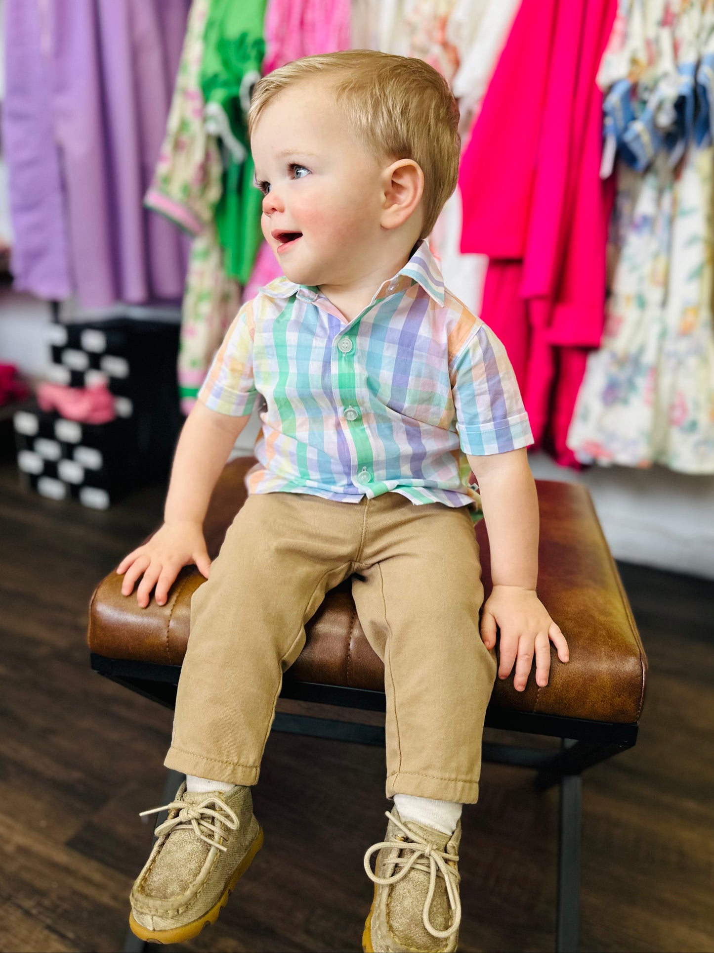 The Boys Plaid Short Sleeve Button Down Shirt