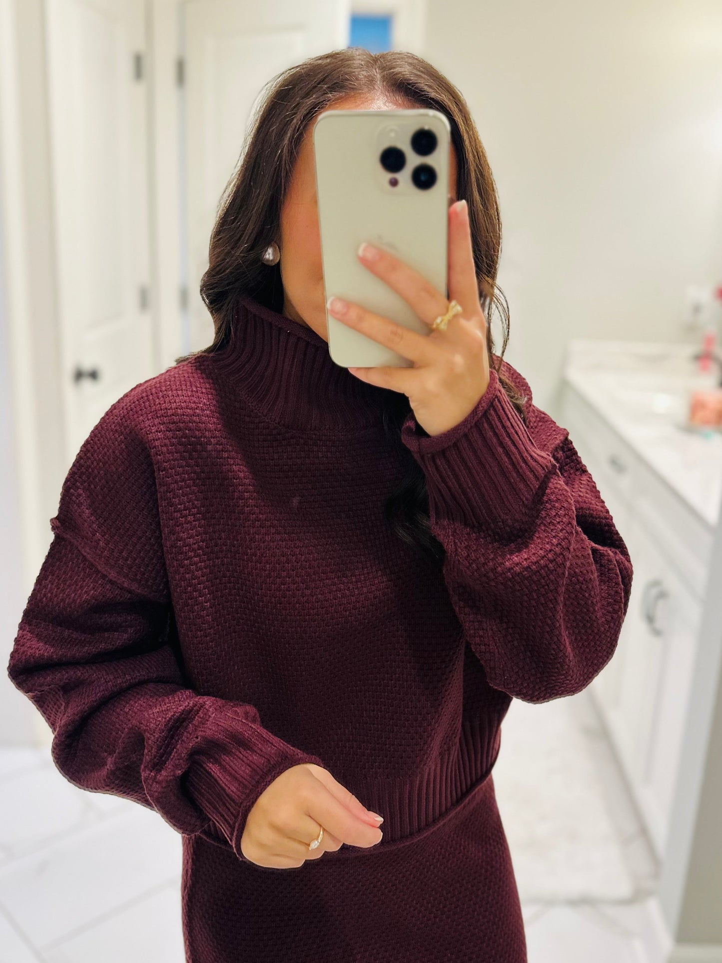 The Denver Maroon Sweater & Skirt Set