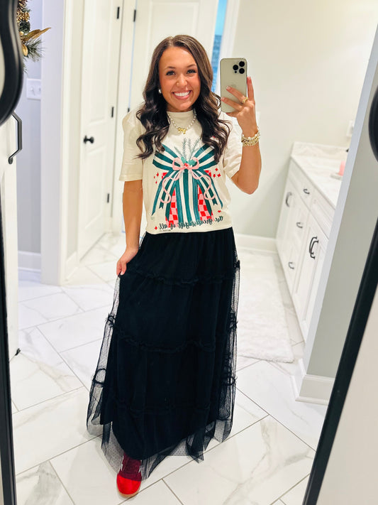 The Minnie Black Polkadot Tulle Tiered Skirt