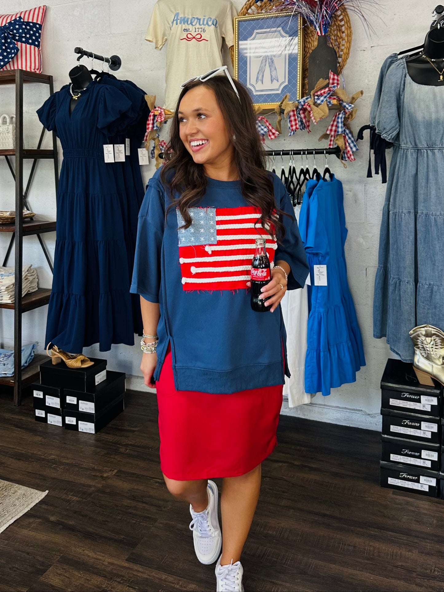 American Flag Patchwork Top