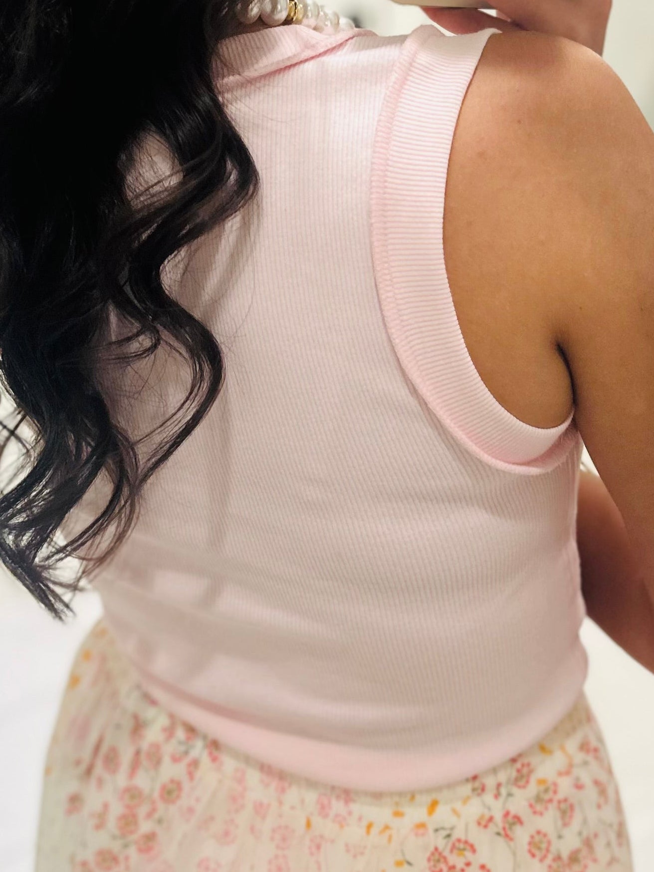 The Ellie Baby Pink Seam Detail Tank Top
