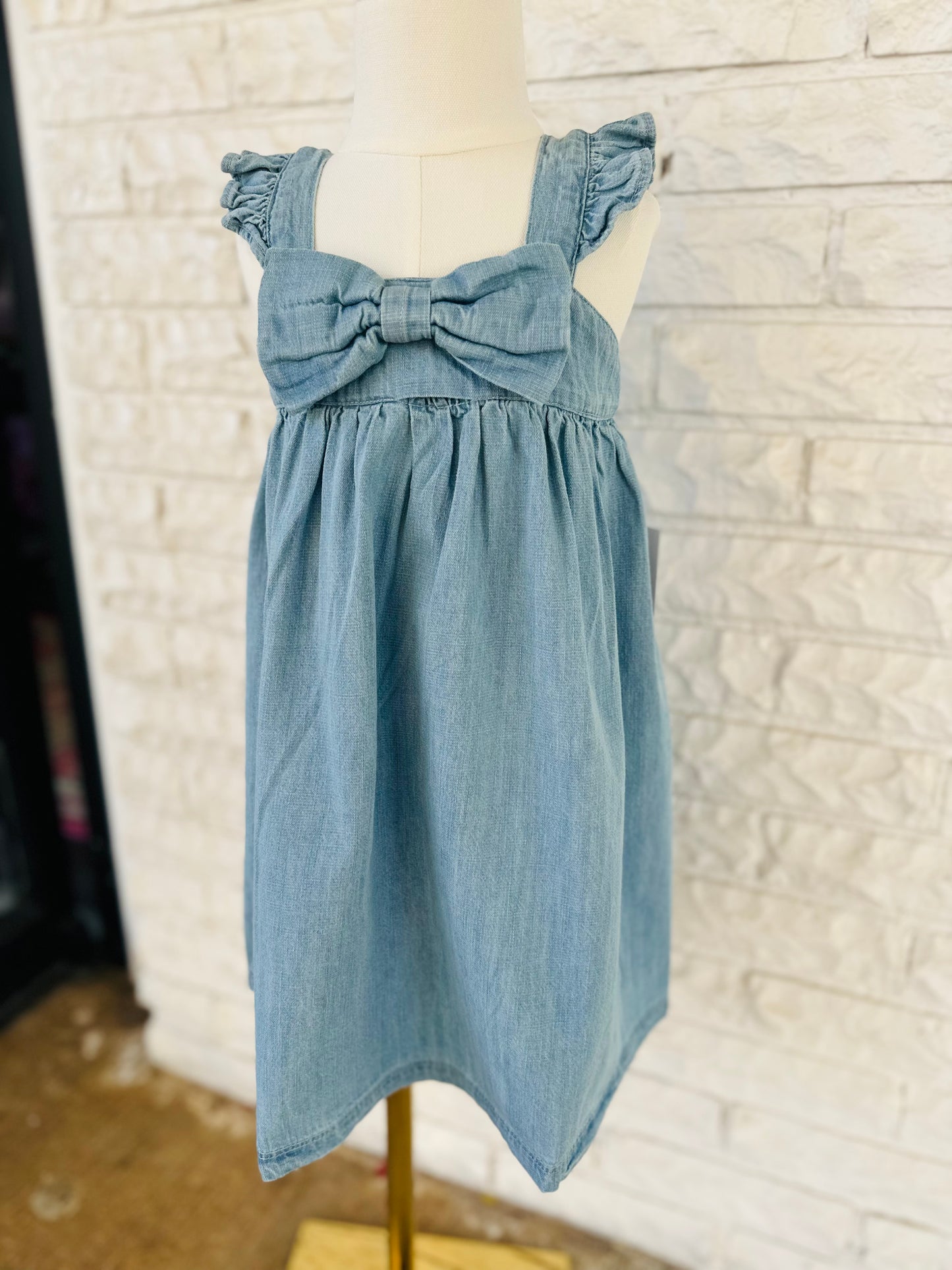 The Girls Light Wash Denim Bow Dress