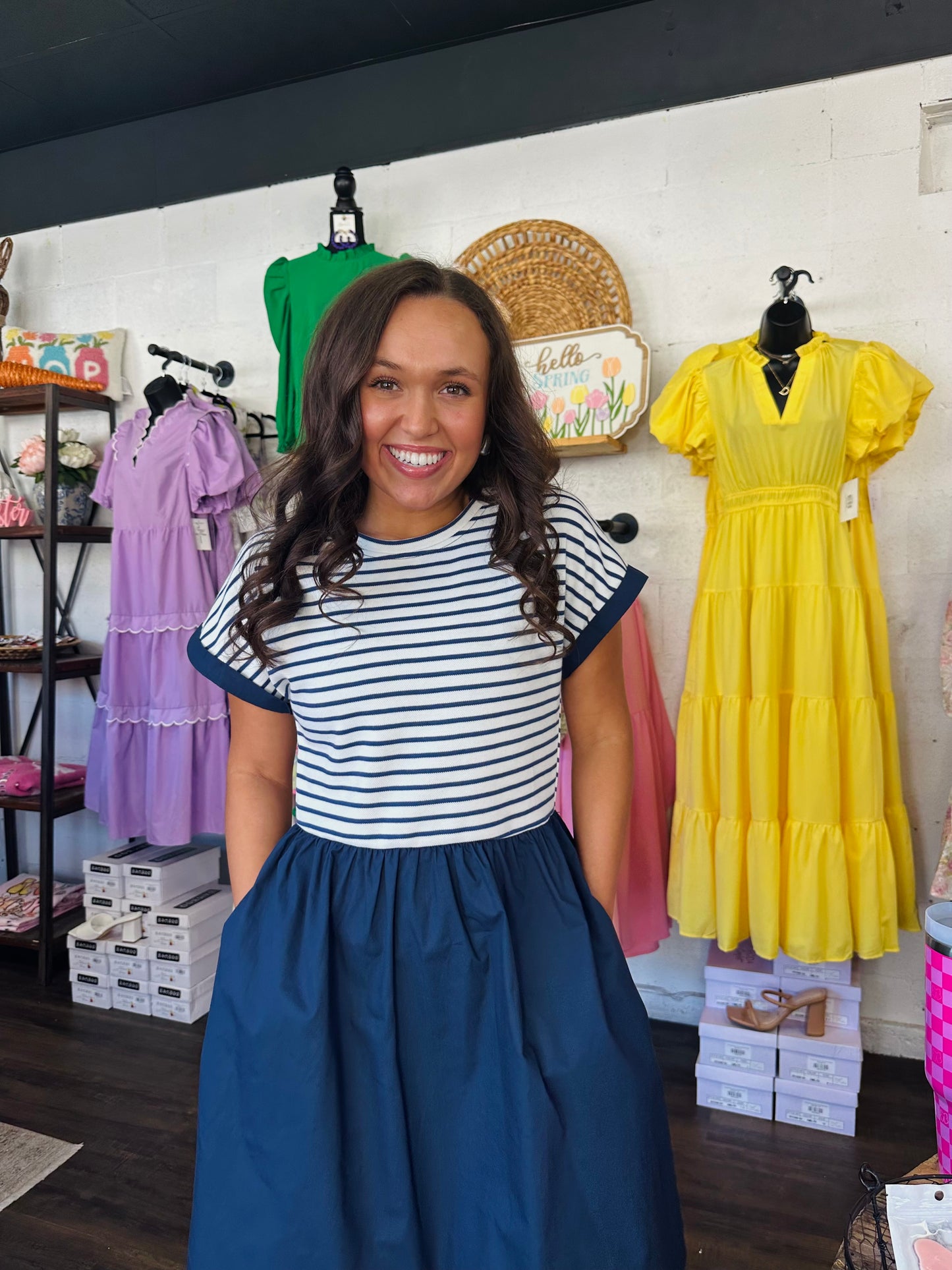 The Harbor Navy Blue Striped Dress