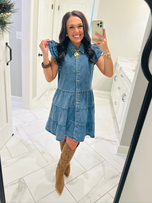 The Payton Denim Tiered Dress