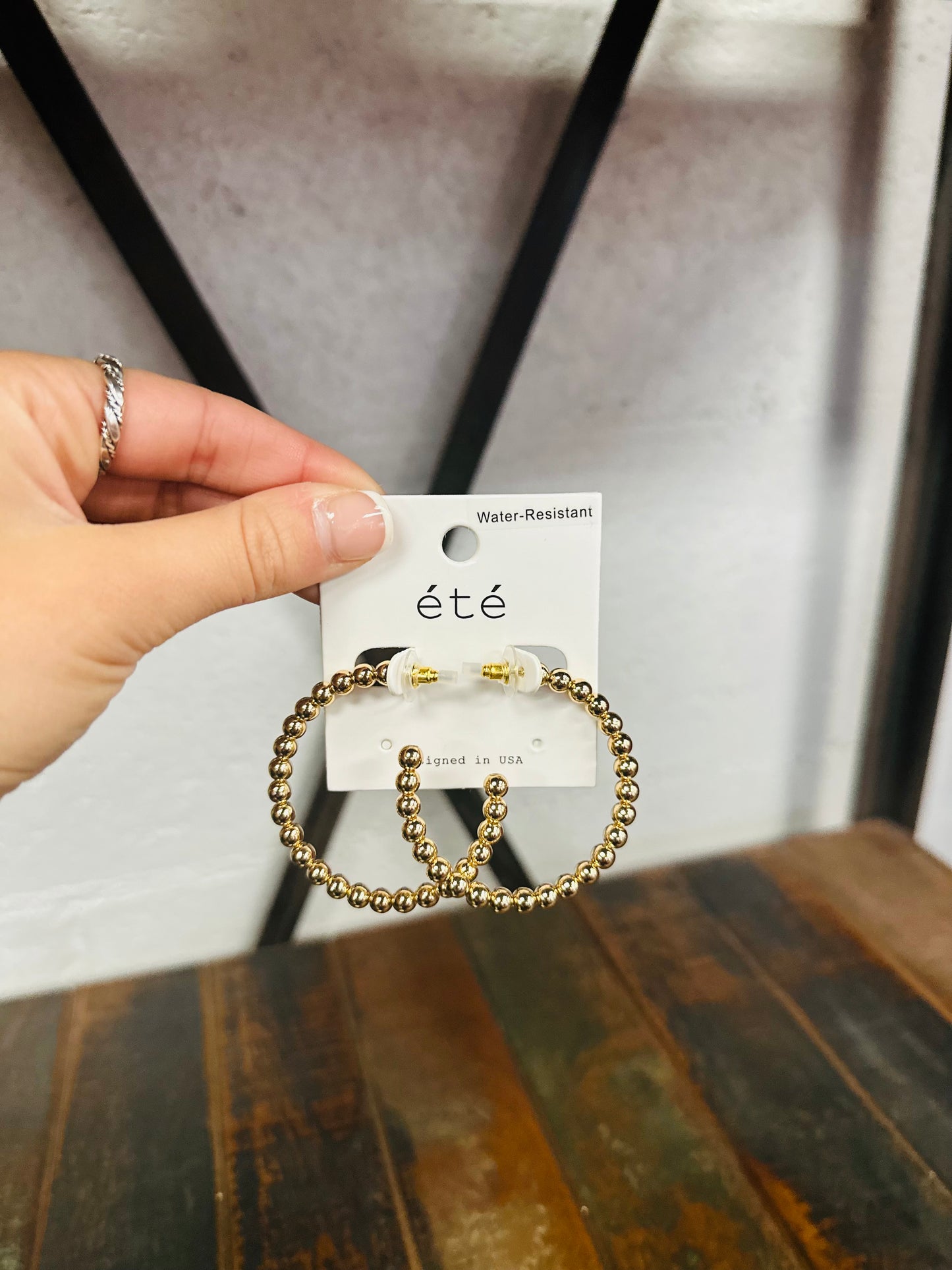 Gold Ball Hoop Earring