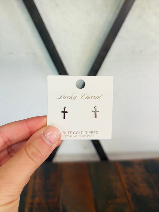 Silver Cross Stud Earring