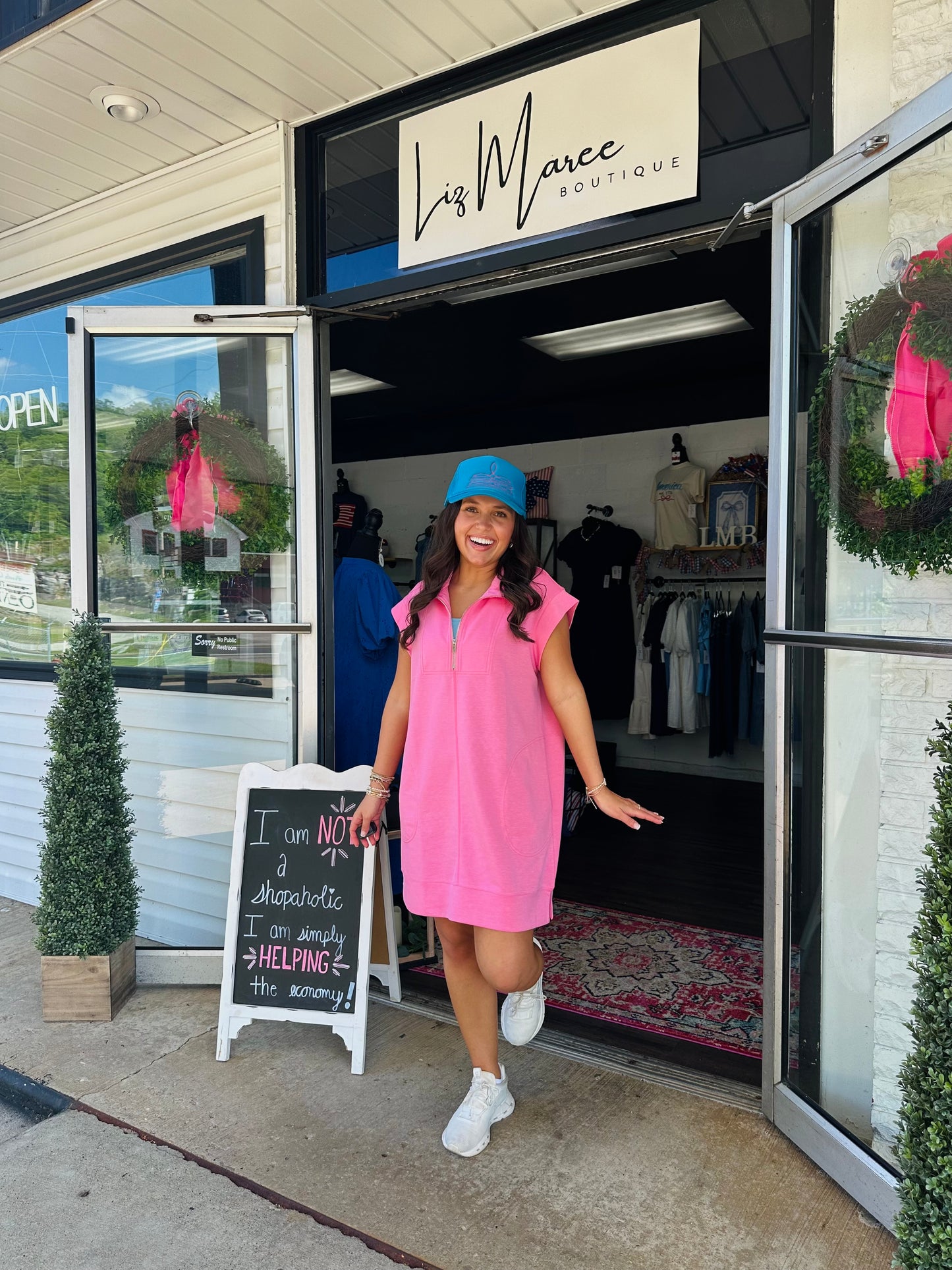 The Annie Bubblegum Pink Quarter Zip Dress