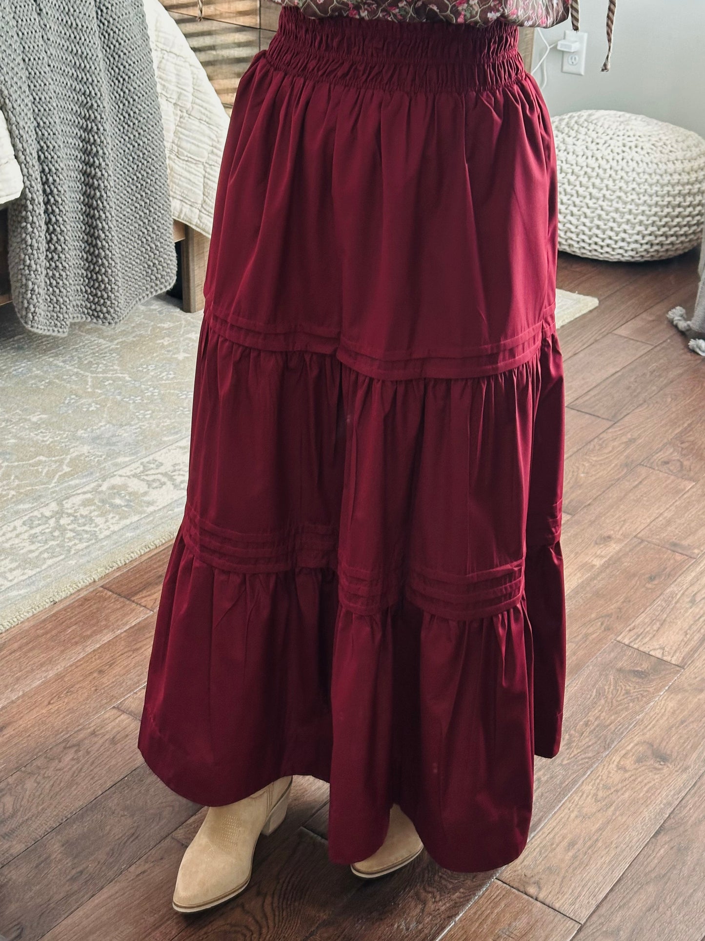 The Ruth Burgundy Maxi Skirt