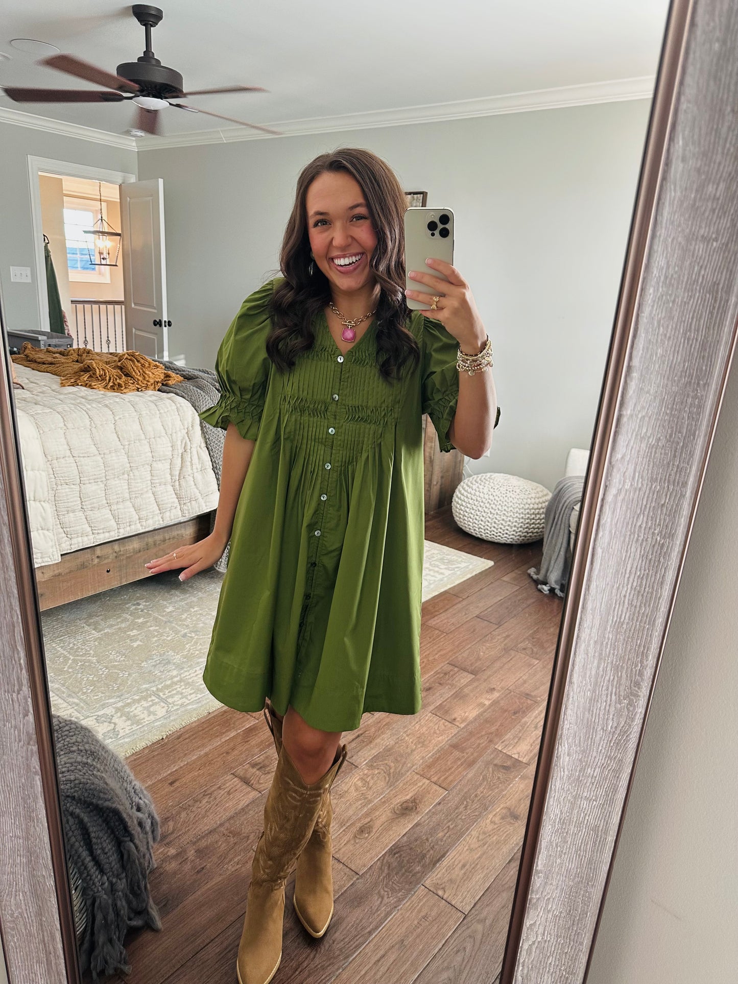 The Willow Olive Green Dress