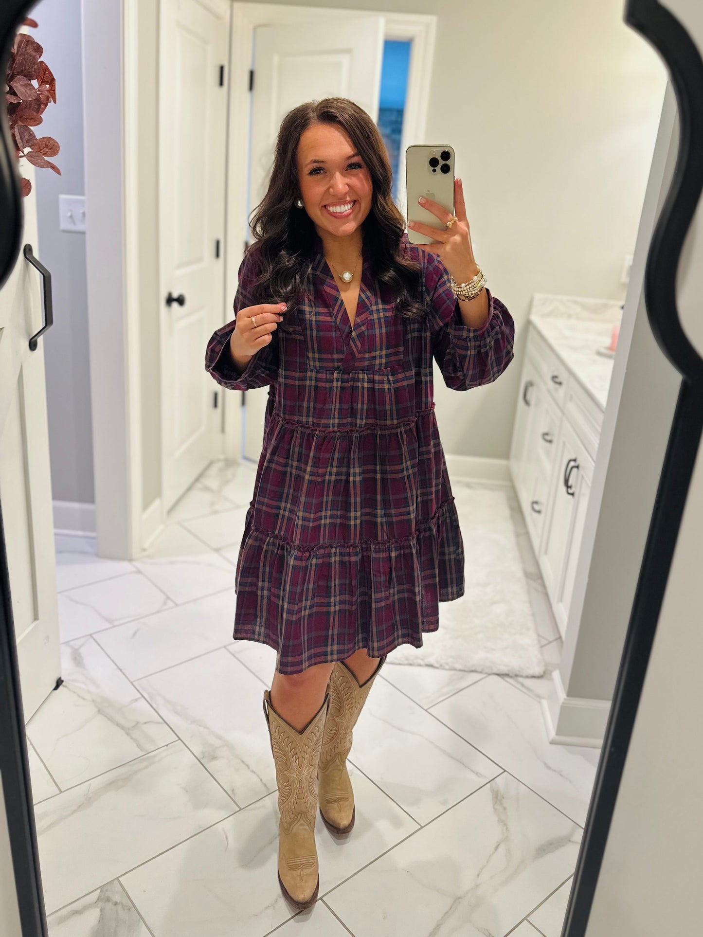 The Eden Plum Purple Plaid Dress