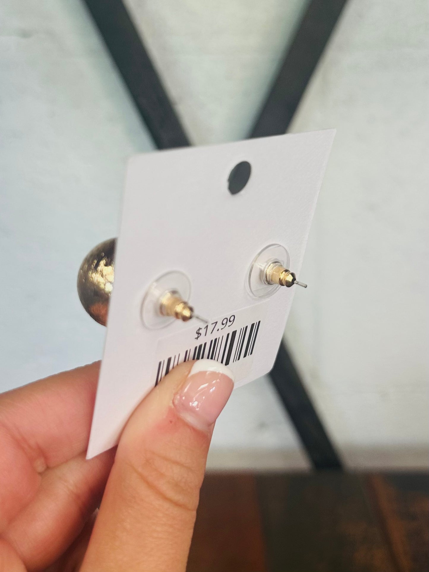 Brushed Gold Big Ball Stud Earring