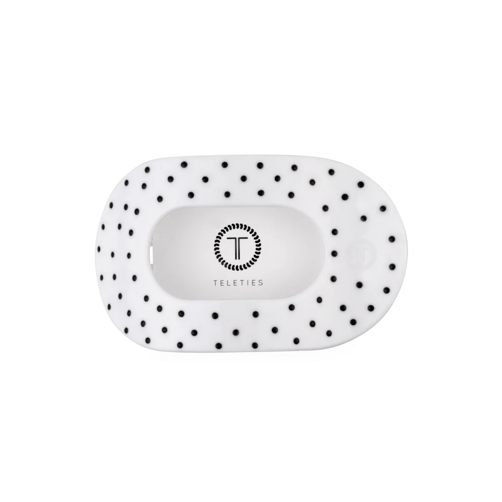 White Polka Dot Party Flat Round Hair Clip