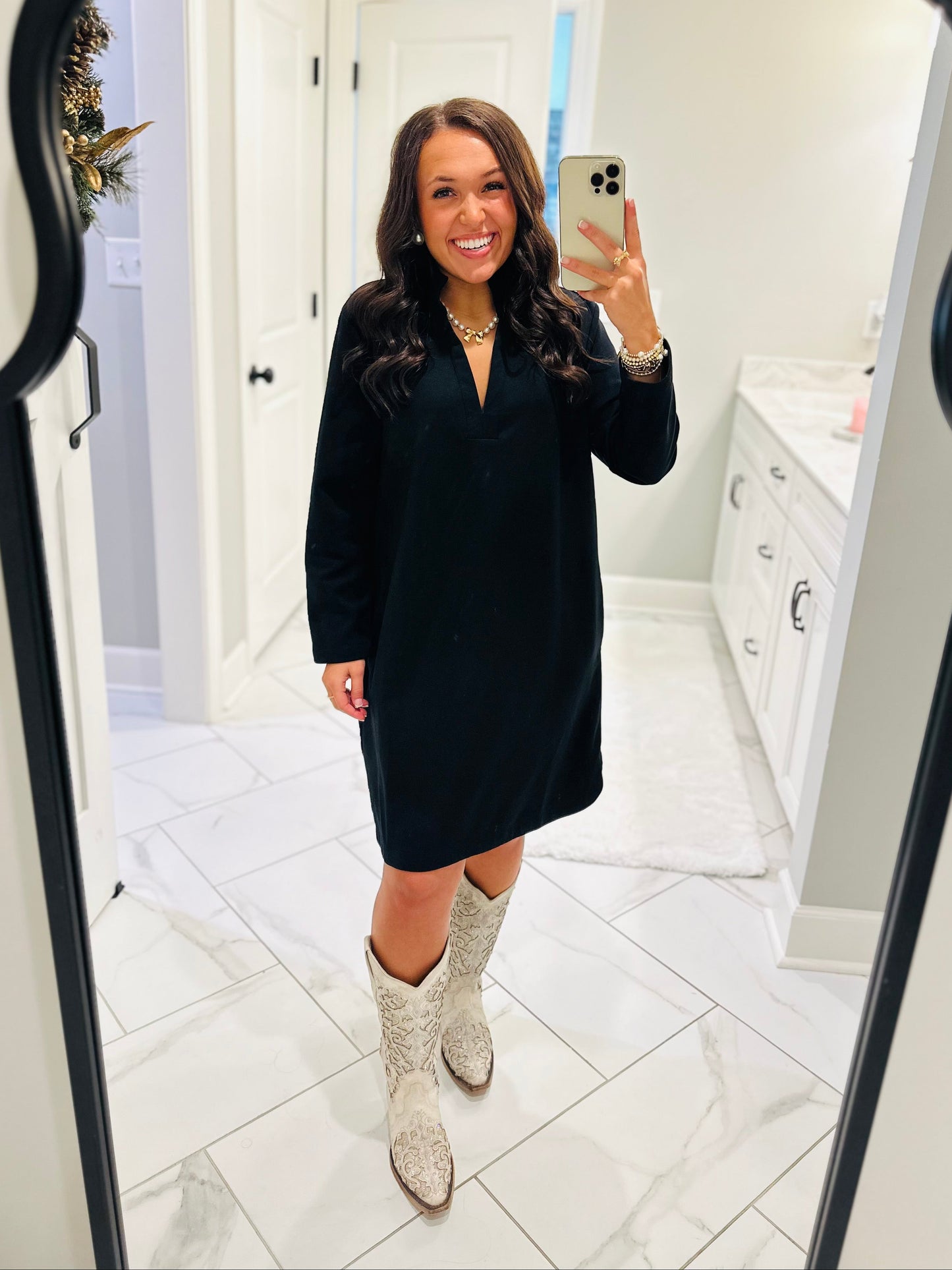 The Nicole Black Long Sleeve Dress