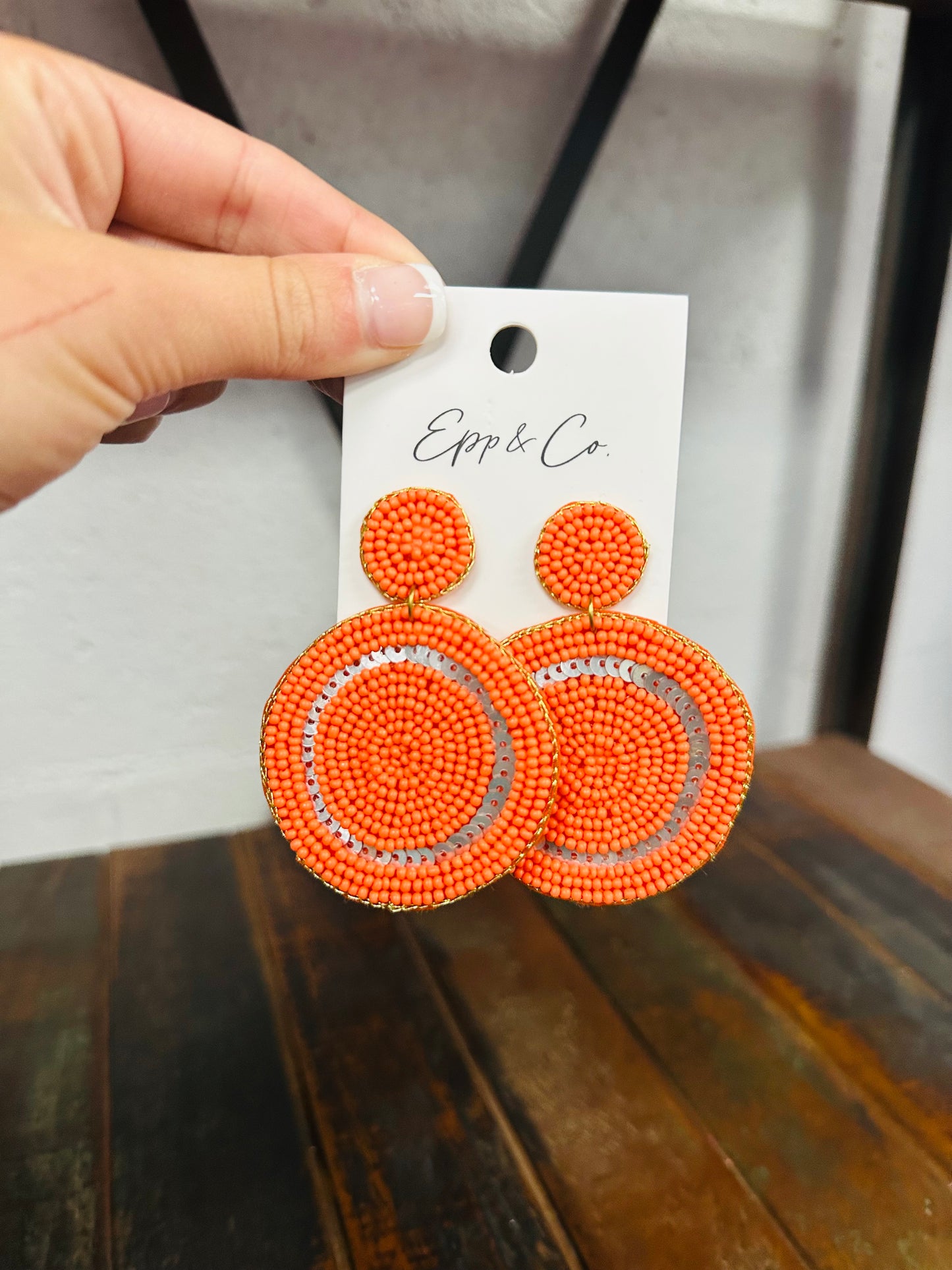 Orange Disc Drop Earring