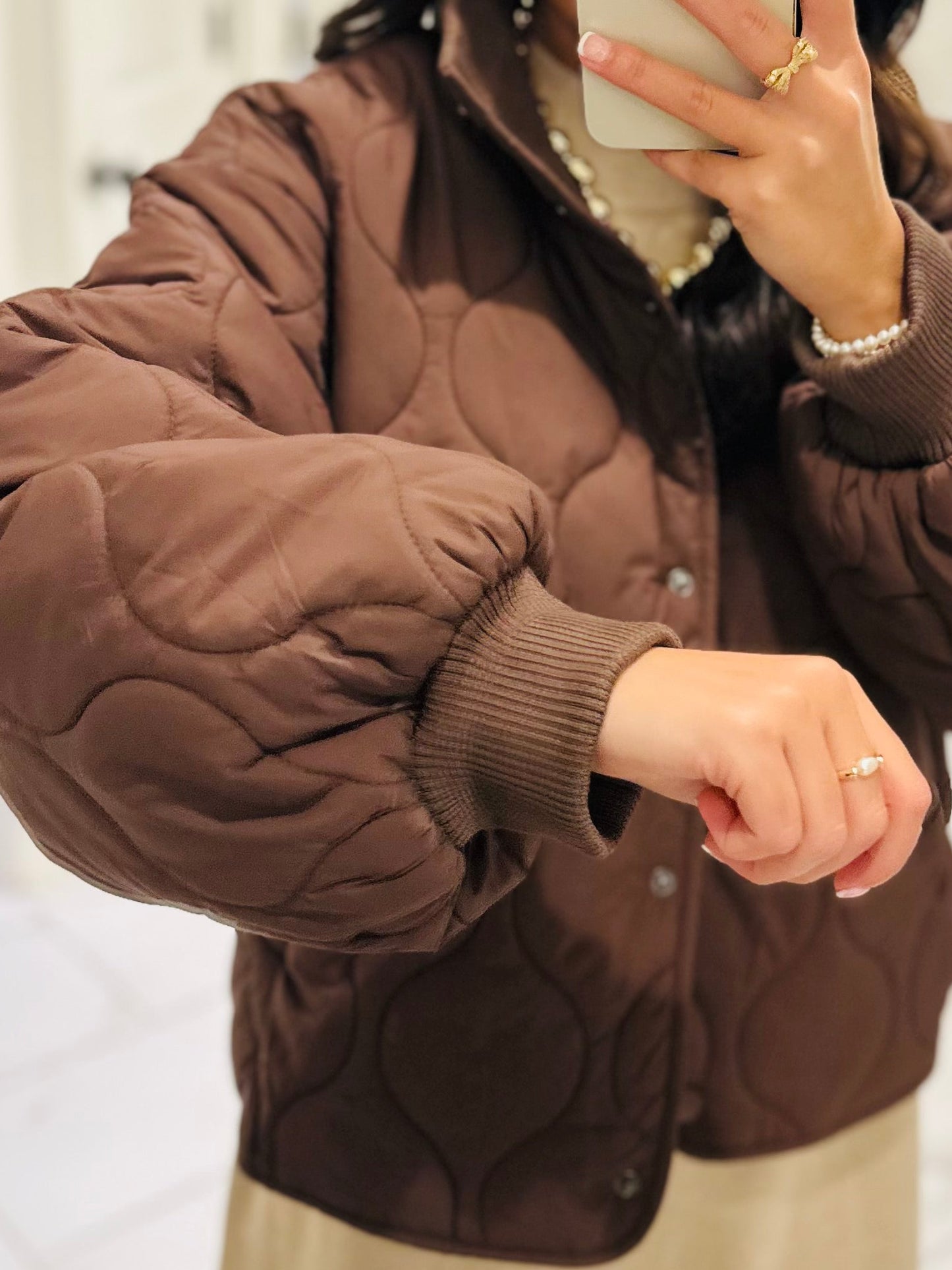 The Sarah Chocolate Brown Quilted Jacket