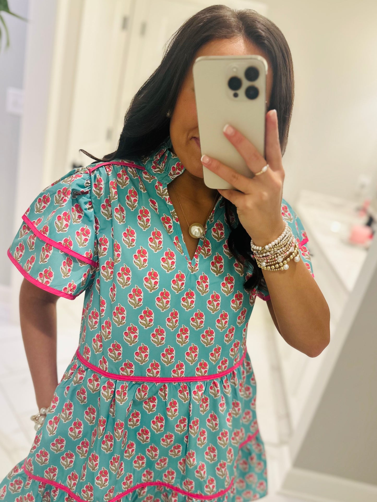 The Valerie Green + Pink Floral Dress