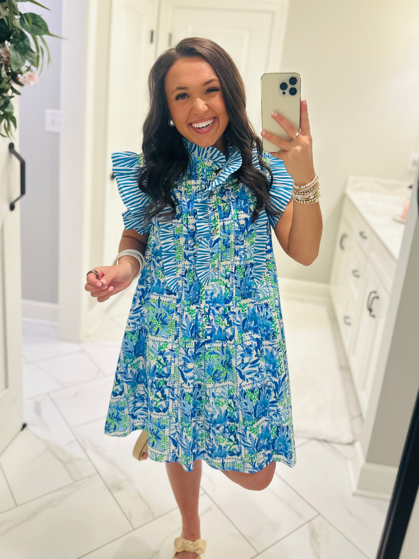 The Cali Blue Botanical Dress