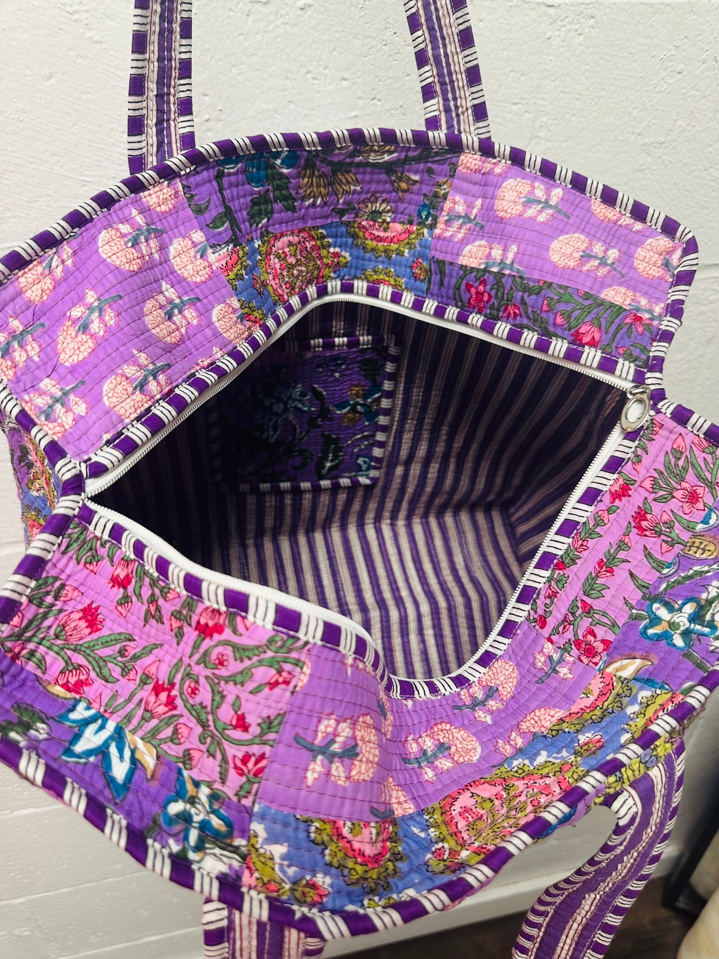The Purple Multicolor Patchwork Quilted Tote Bag