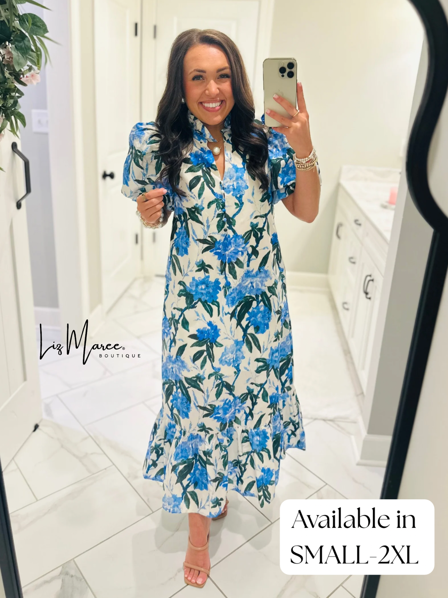 The Jane Blue Floral Midi Dress