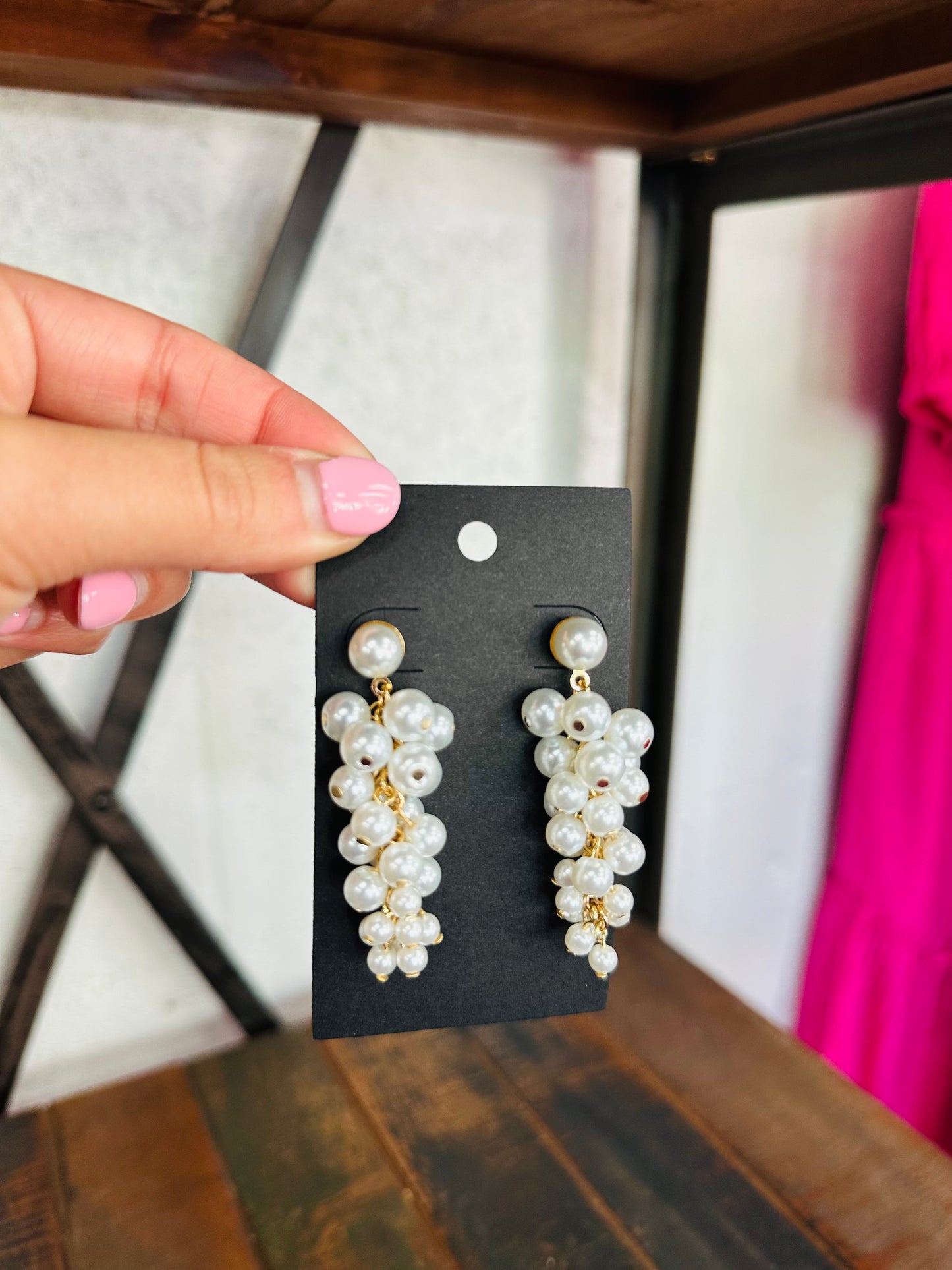 Bubbly Pearl Chain Dangle Earrings