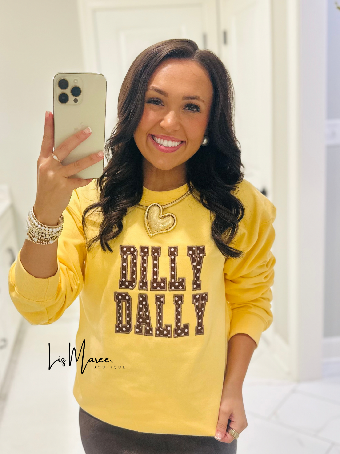 The Dilly Dally Polka Dot Embroidered Crewneck