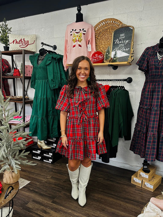 The Trixie Plaid Bow Dress