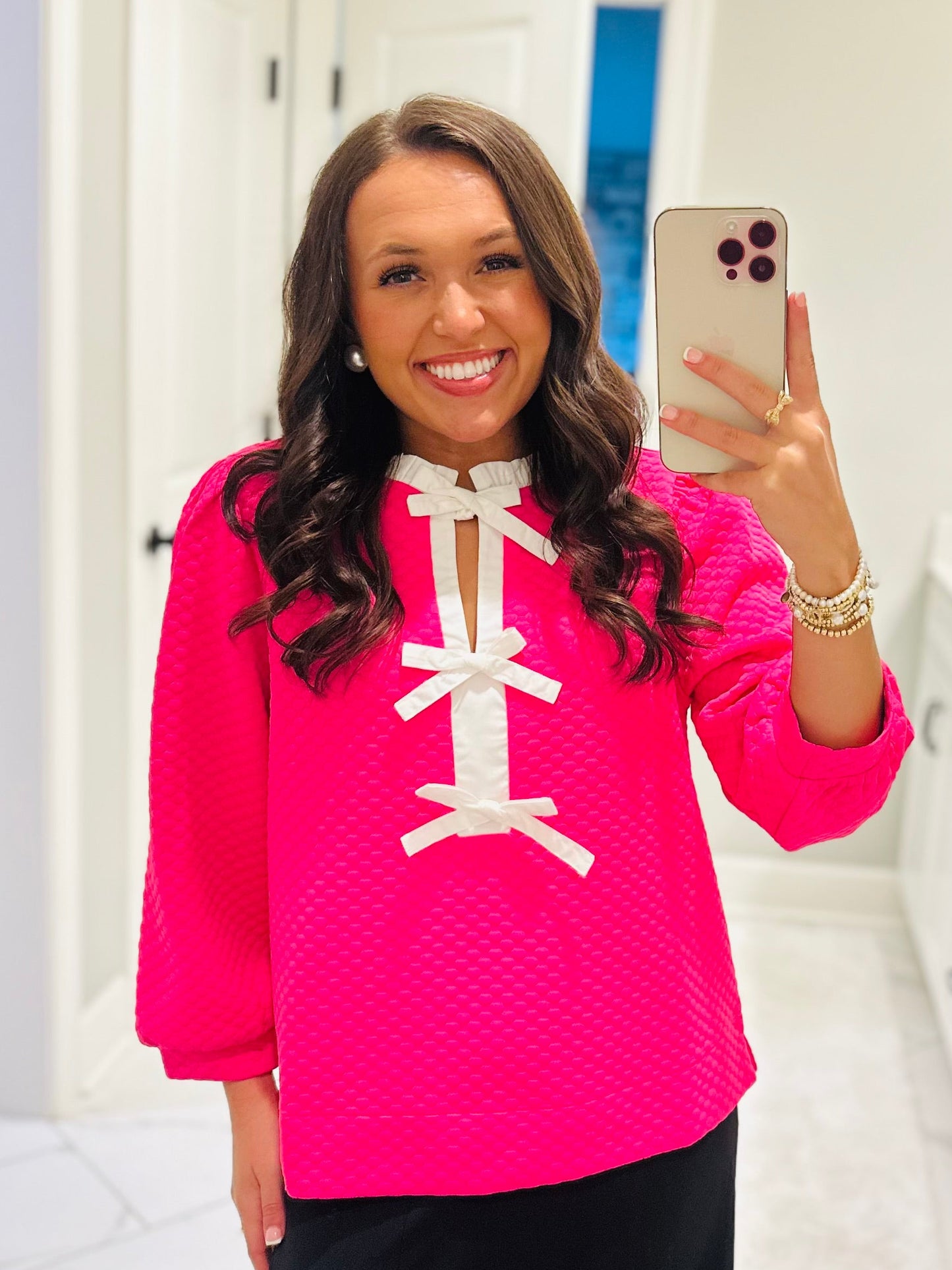 The Zayla Hot Pink Bow Top