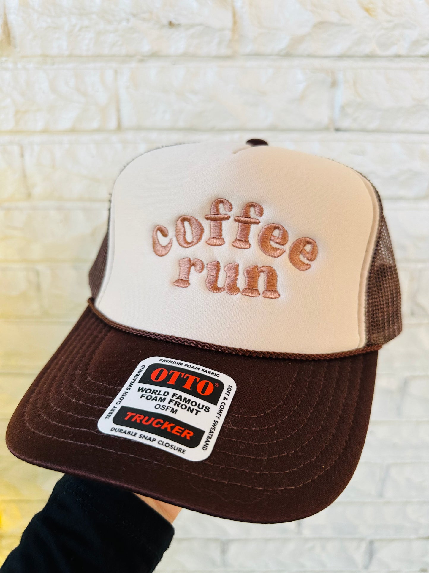 The Coffee Run Embroidered Trucker Hat