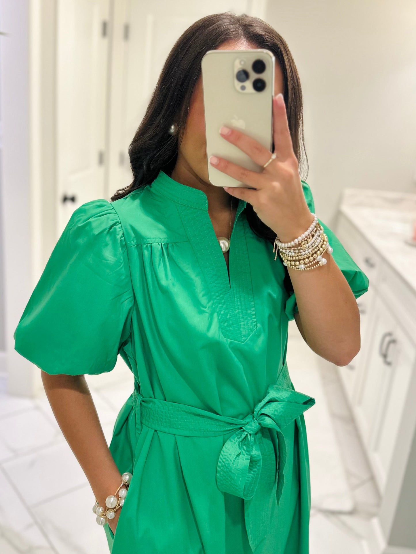 The Kaia Kelly Green Midi Dress