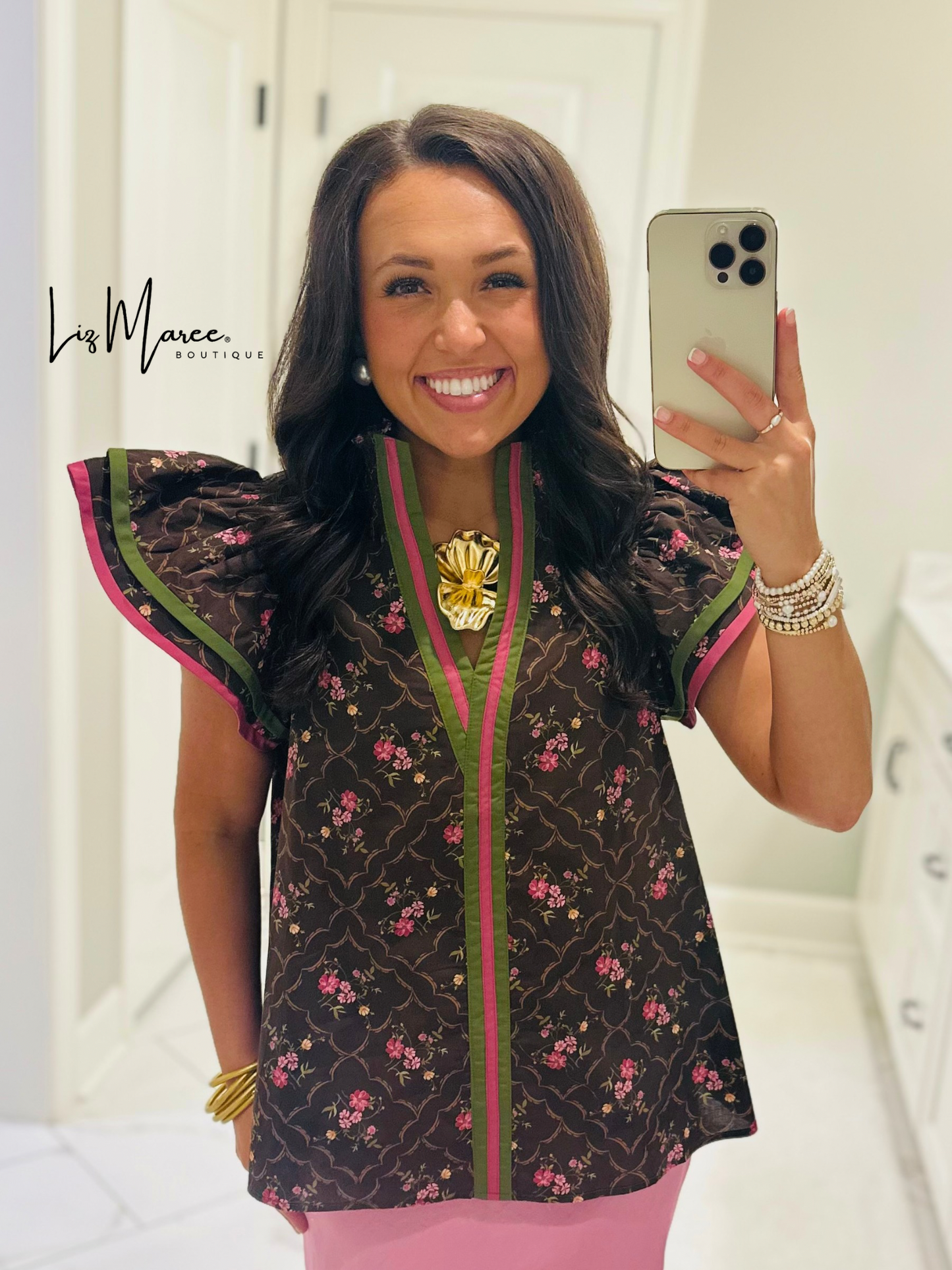 The Luci Brown Floral Top
