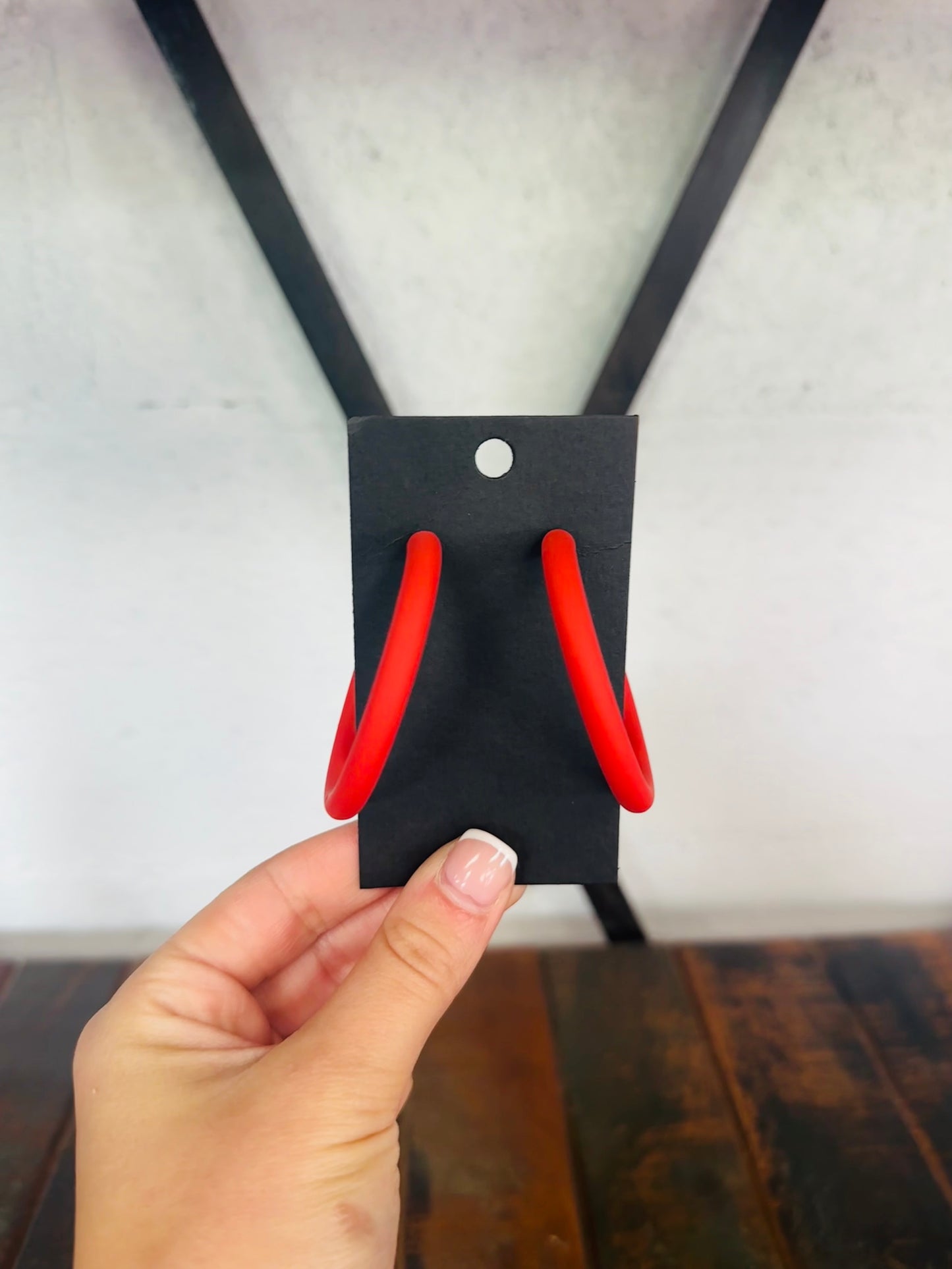 Red Matte Clay Hoop Earring