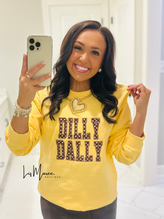 The Dilly Dally Polka Dot Embroidered Crewneck